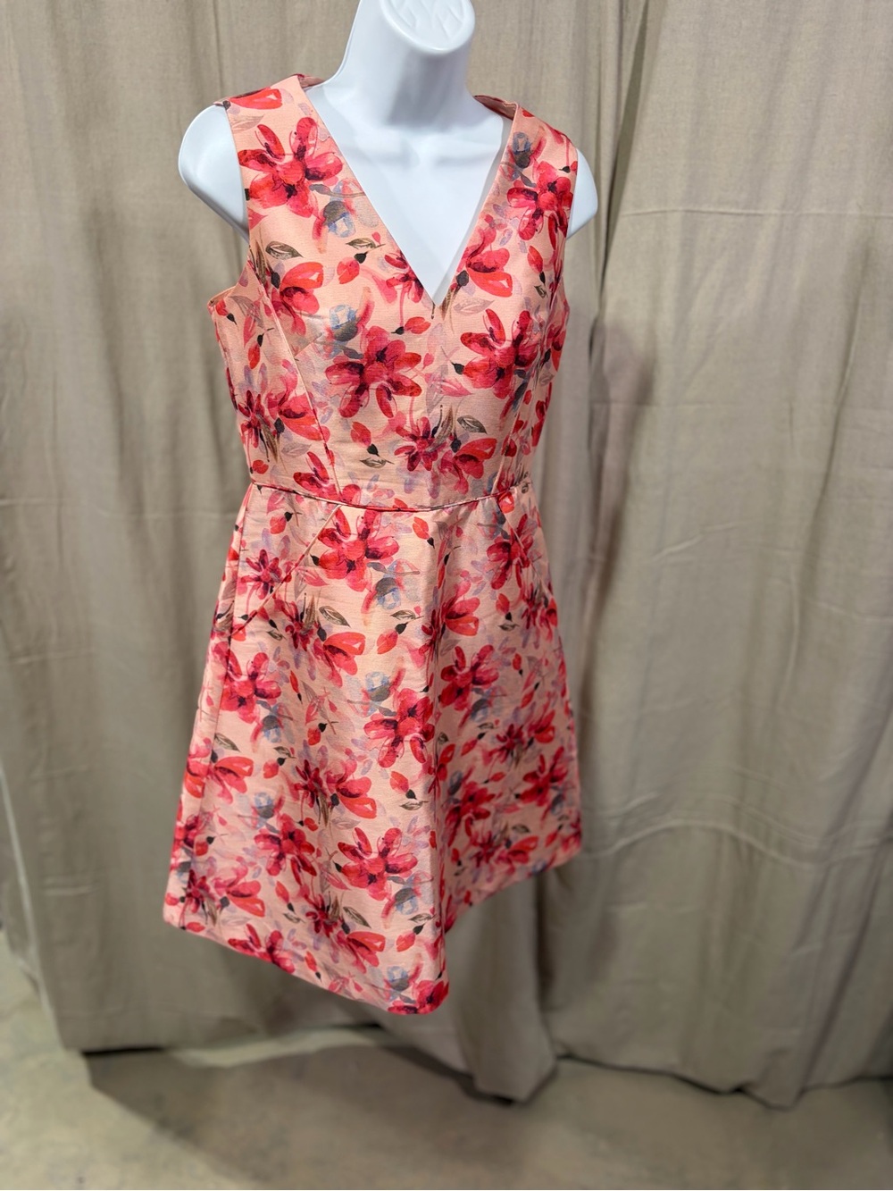 Adrianna Papell Printed Faille and Fit Dress